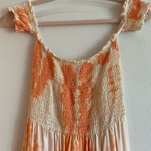 Off the shoulder orange tie dye dress